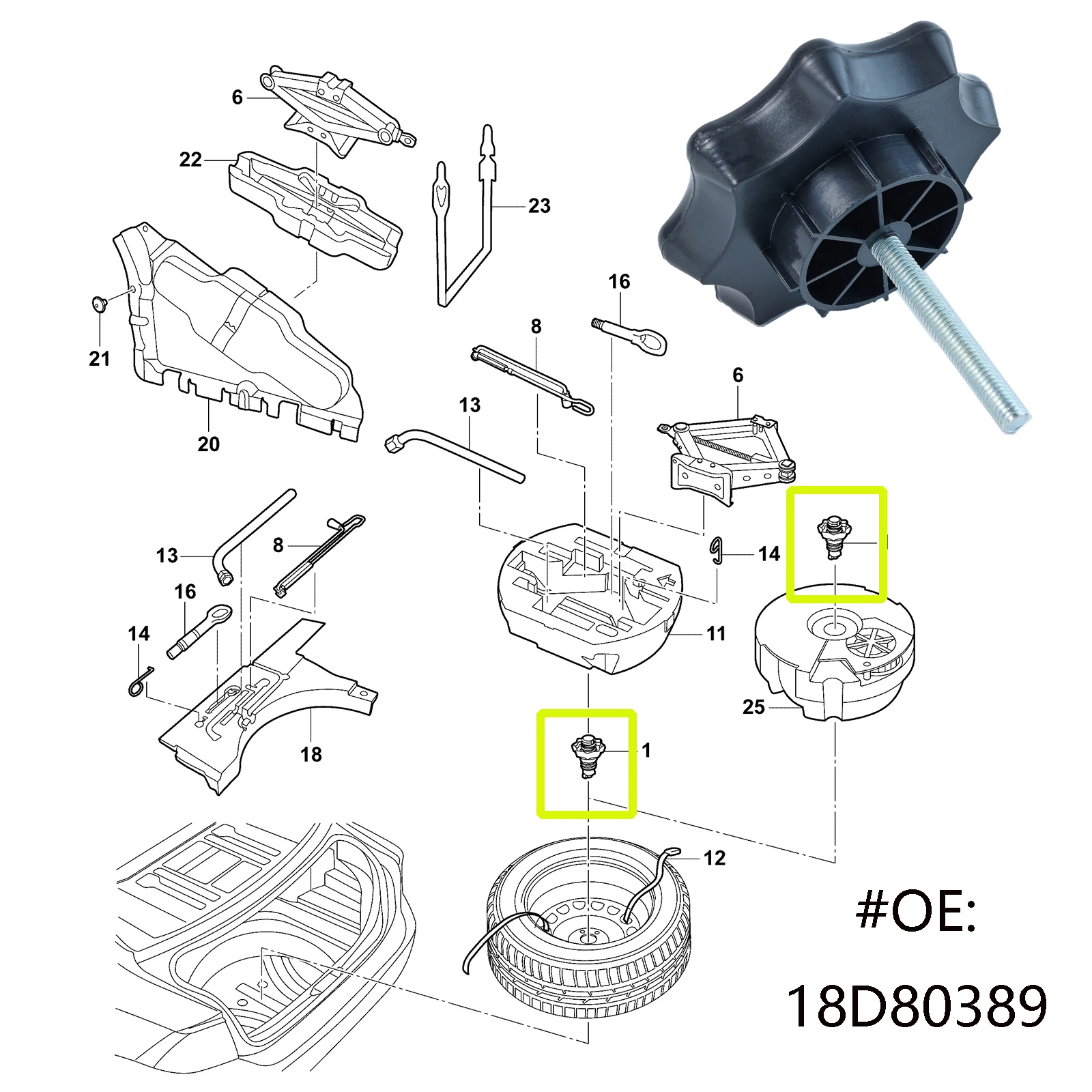 Adaptador de perno trasero para rueda de repuesto Seat Ibiza 1X - imagen 4