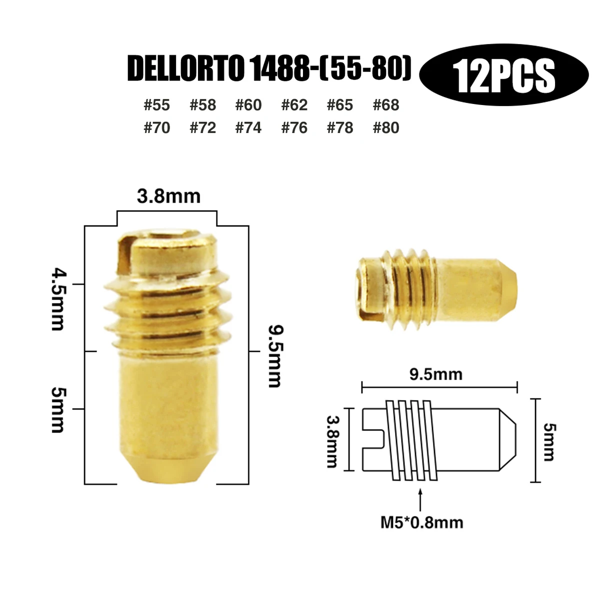 Kit de chiclés de ralentí ZSDTRP Dellorto PHBG/PHBD MA/MB - imagen 4