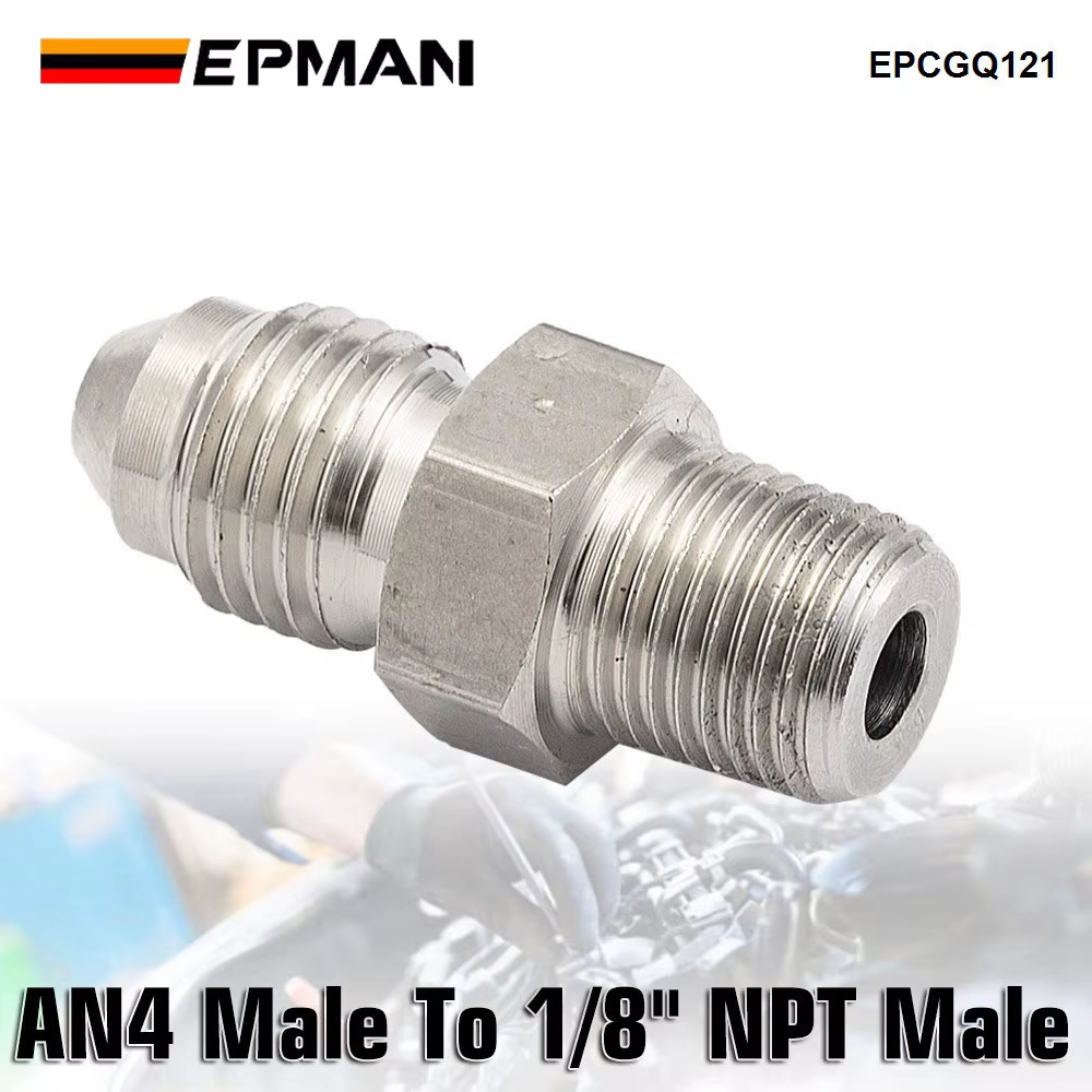 EPMAN Adaptador recto AN4 a NPT acero inoxidable – Tuberías aceite