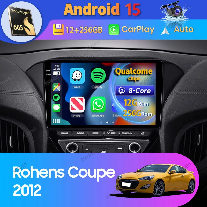 Radio Android 15 con CarPlay para Hyundai Rohens Coupe 2012