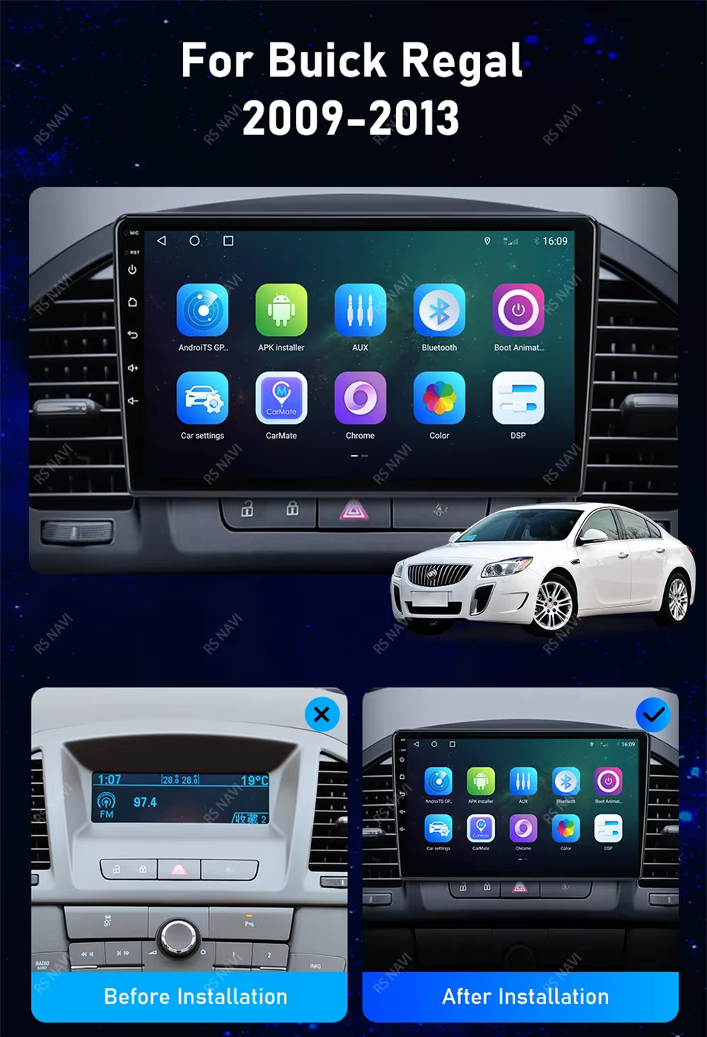Radio multimedia RSNAVI para Buick Regal y Opel Insignia