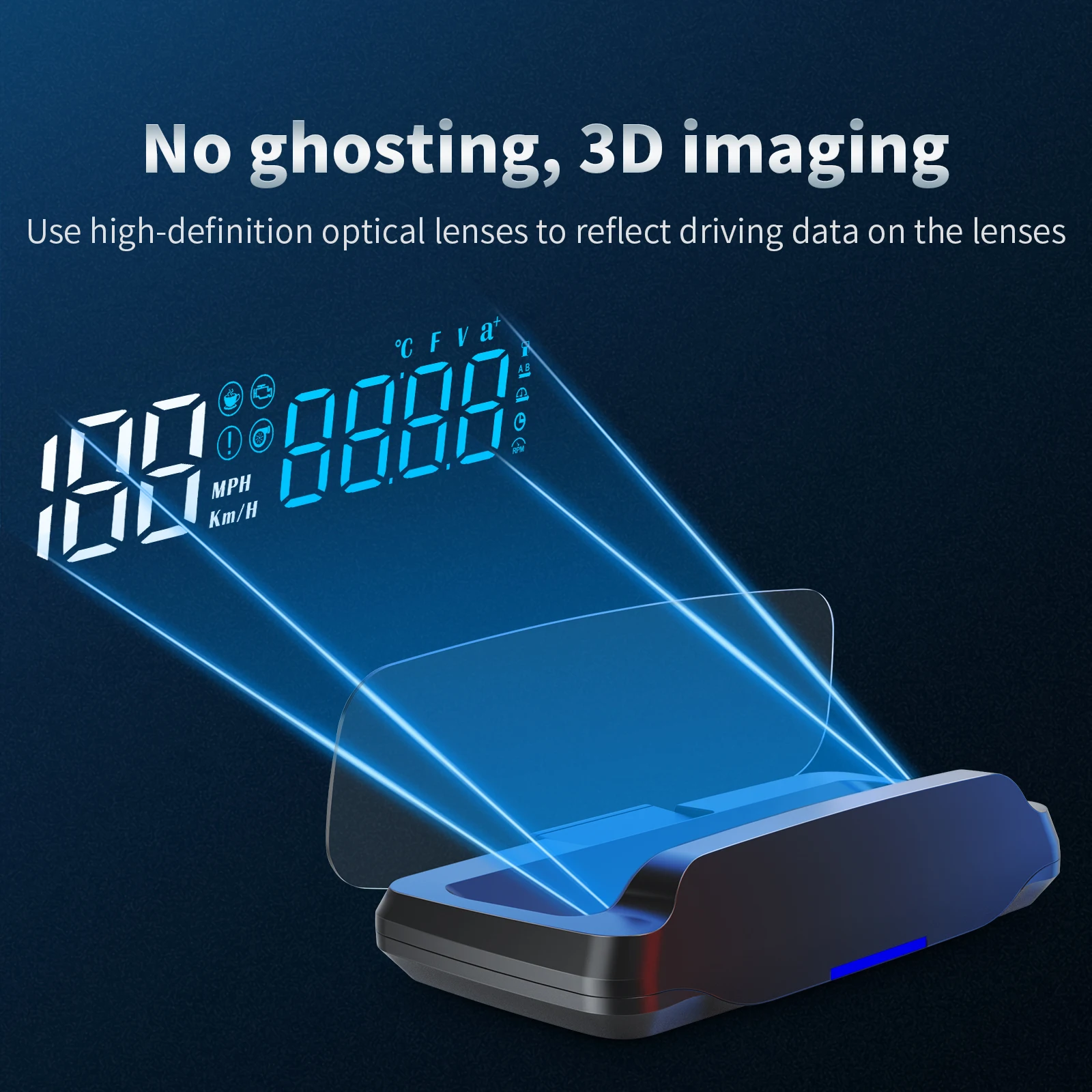 Proyector HUD OBD C7B para parabrisas con velocímetro digital - imagen 2