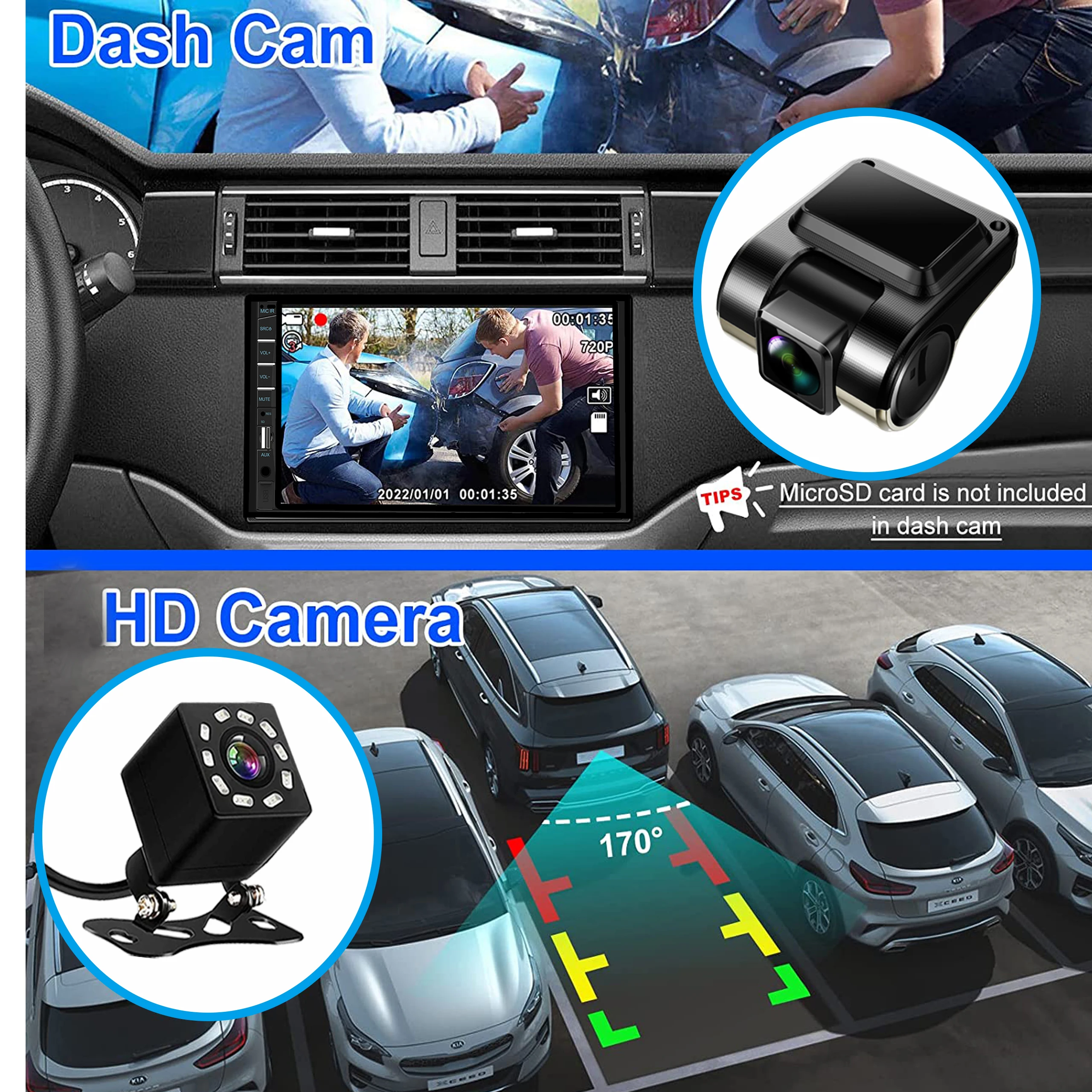 Autoradio 2 DIN 7″ táctil Bluetooth cámara marcha atrás USB FM - imagen 4