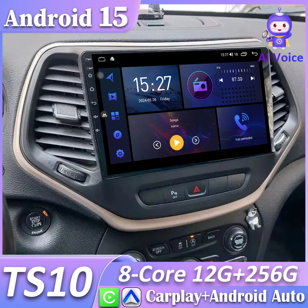 Radio Android Auto CarPlay para Jeep Cherokee KL 2014-2018 2DIN