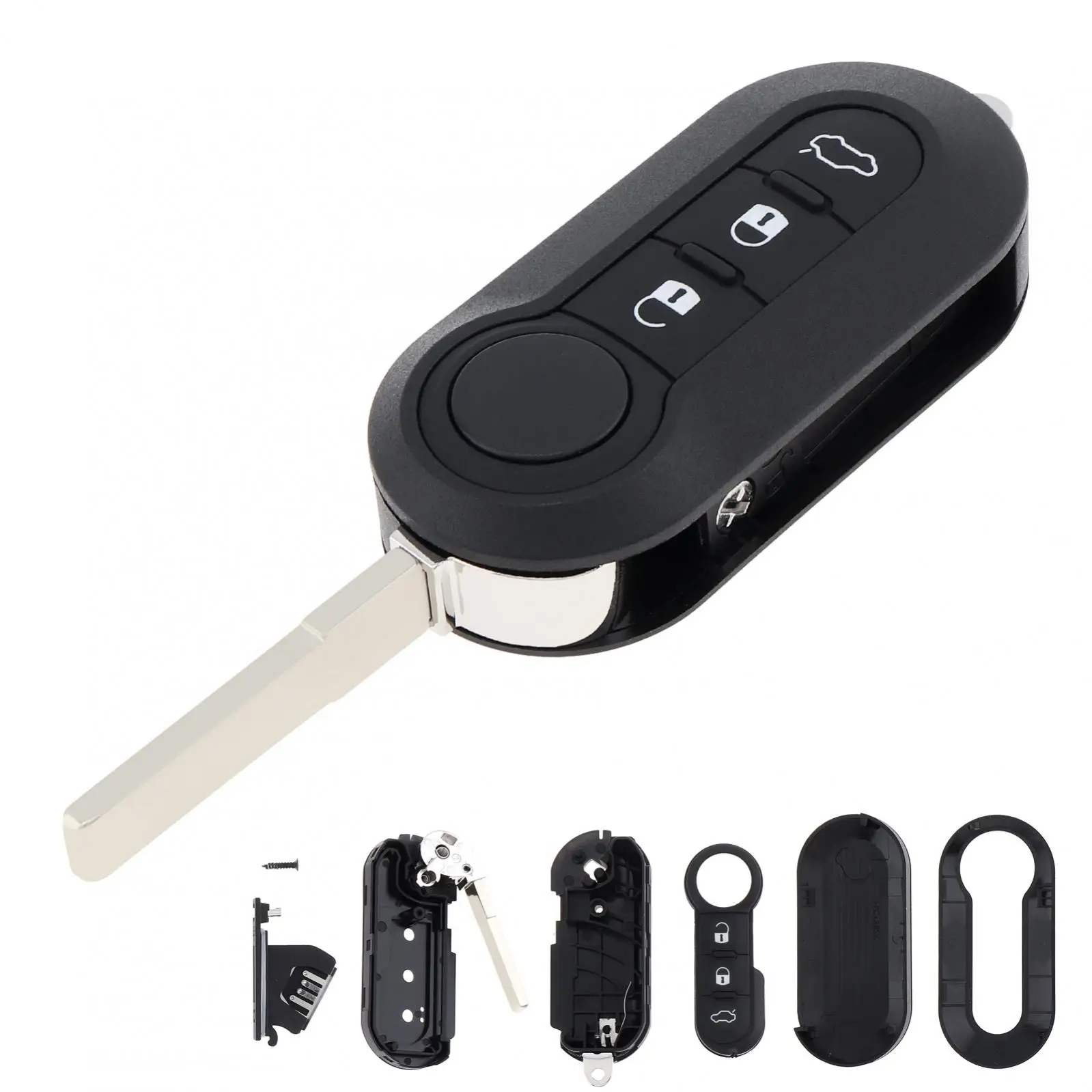 Carcasa de llave plegable Fiat 500, Panda, Punto y Bravo, 3 botones - imagen 2