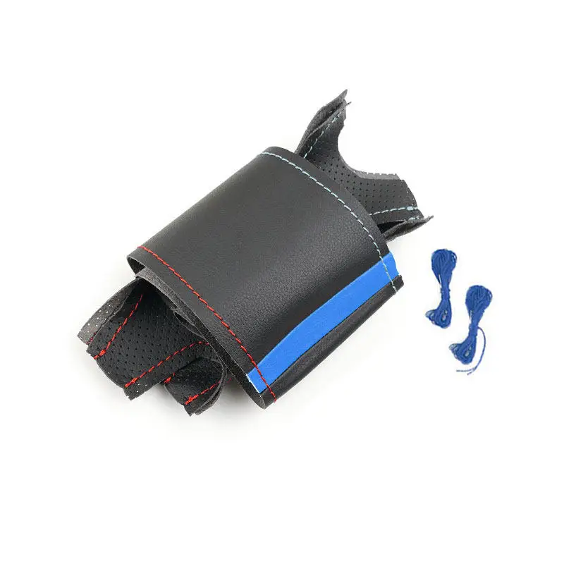 Funda cuero perforado volante BMW X5 X6 E70 E71 E72 Azul - imagen 3