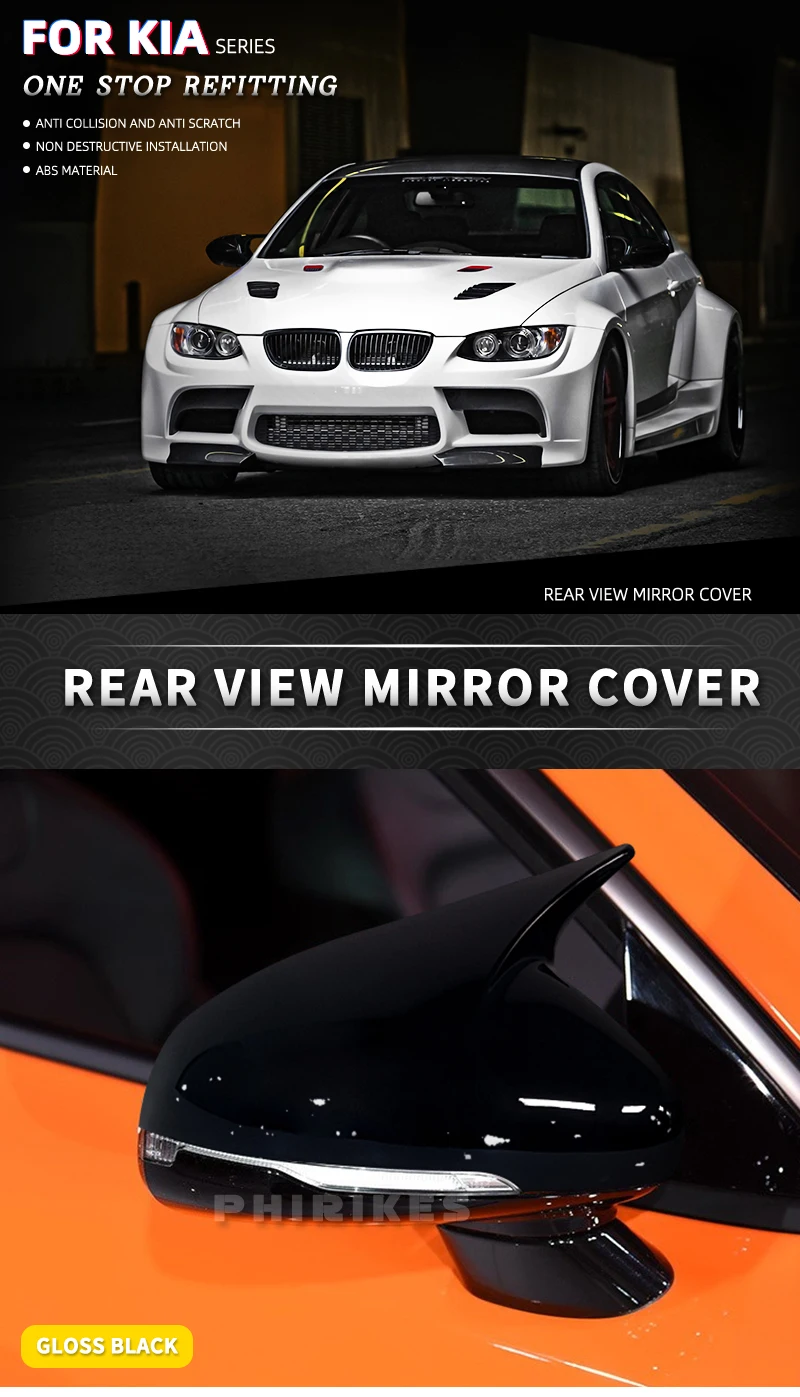 Cubierta de espejo retrovisor con patrón de fibra de carbono para KIA Stinger