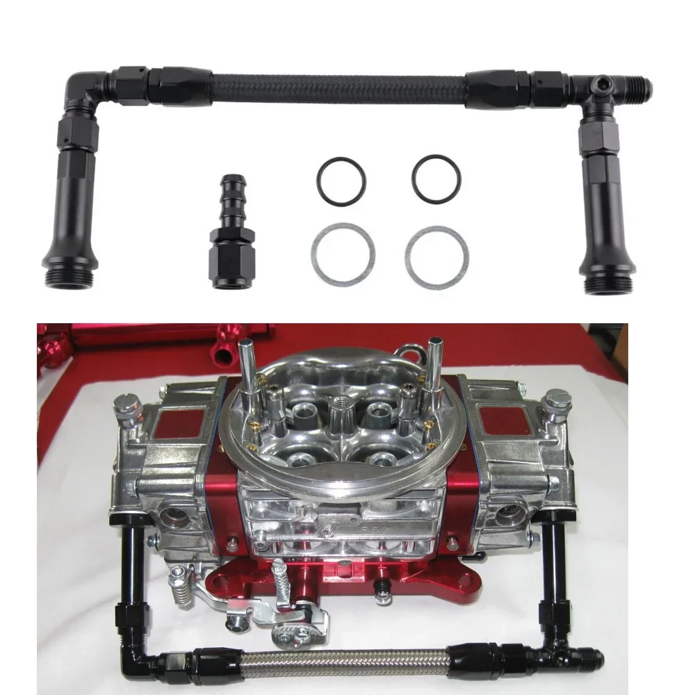 Carburador Holley 4150 doble bomba línea AN6 acero inoxidable trenzada