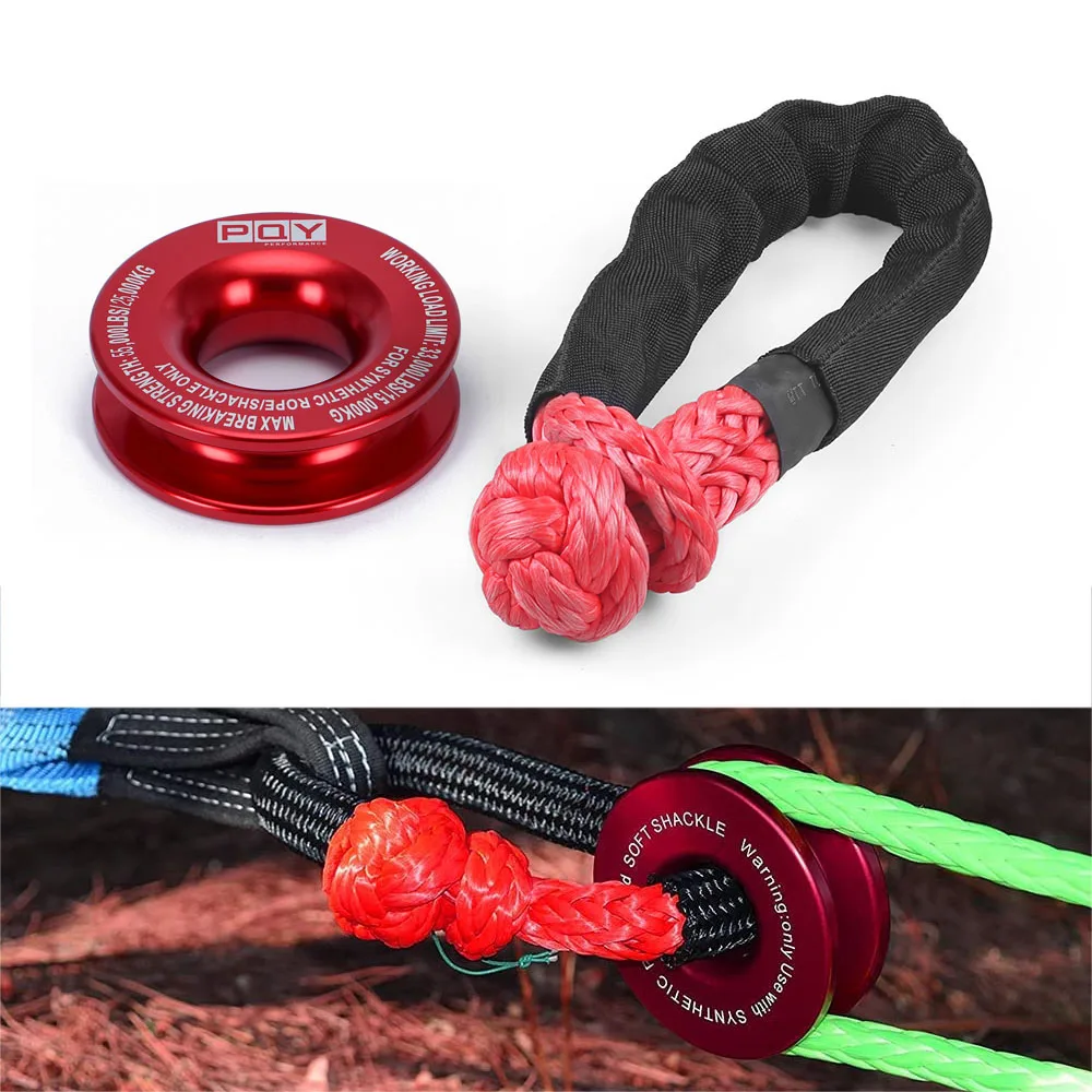 Juego de cuerda de cabrestante, grillete suave y anillo de recuperación PQY