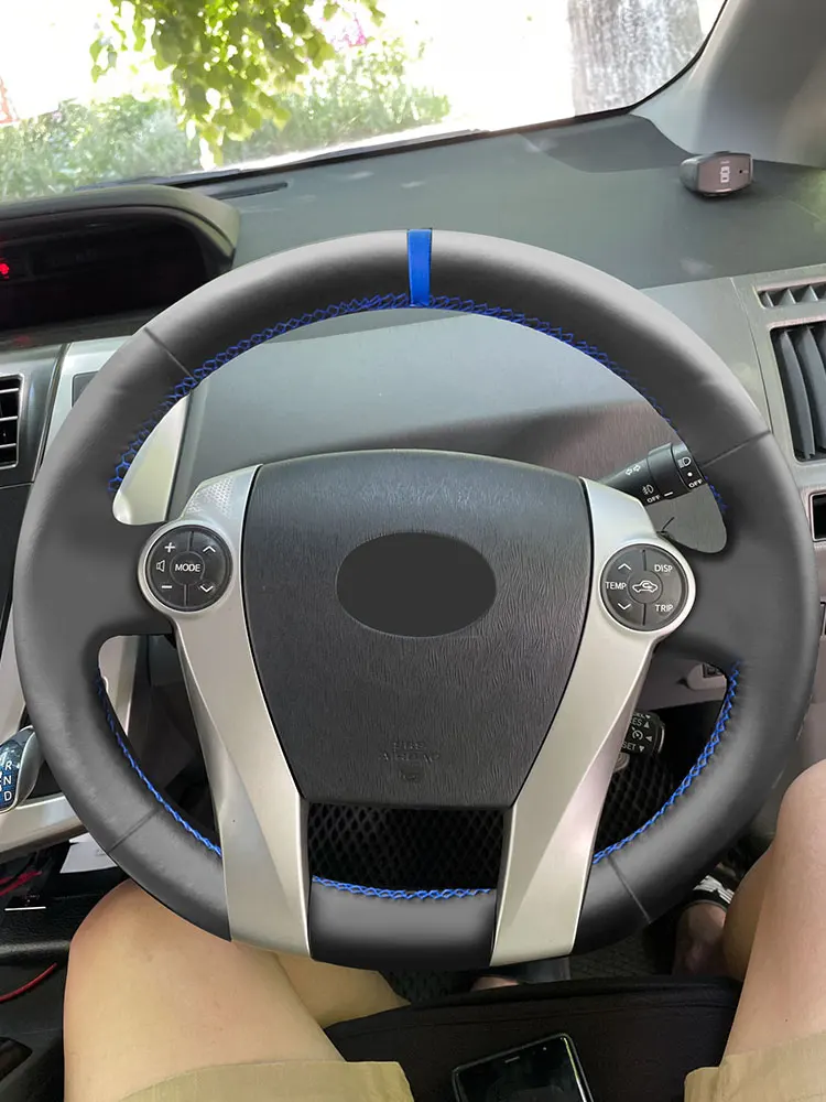 Funda de volante en cuero de microfibra para Toyota Prius 30 XW30 (2009-2015)