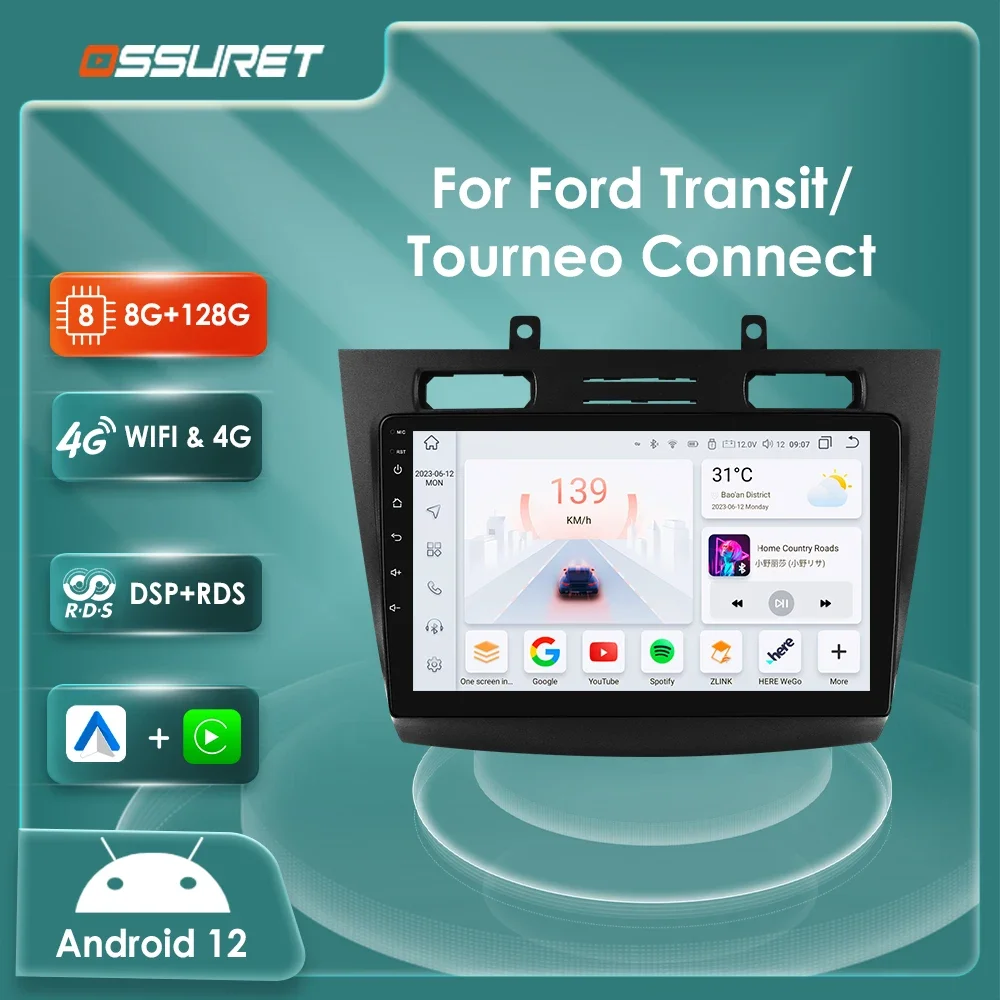 Radio Android 13 2DIN GPS para Ford Transit Connect 2005-2014