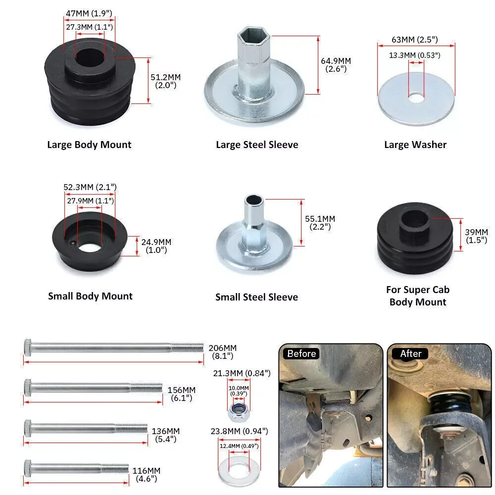 Kit de bujes de montaje de cabina RAVERACING para Ford Super Duty
