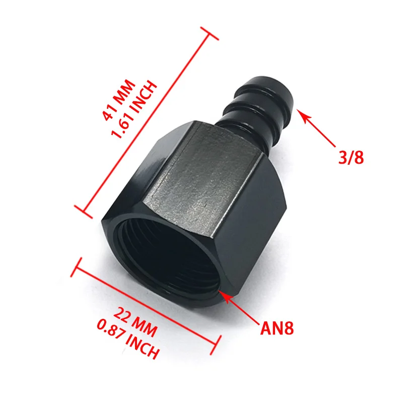 Adaptador AN 6AN a 10AN aluminio negro para línea de aceite - imagen 3