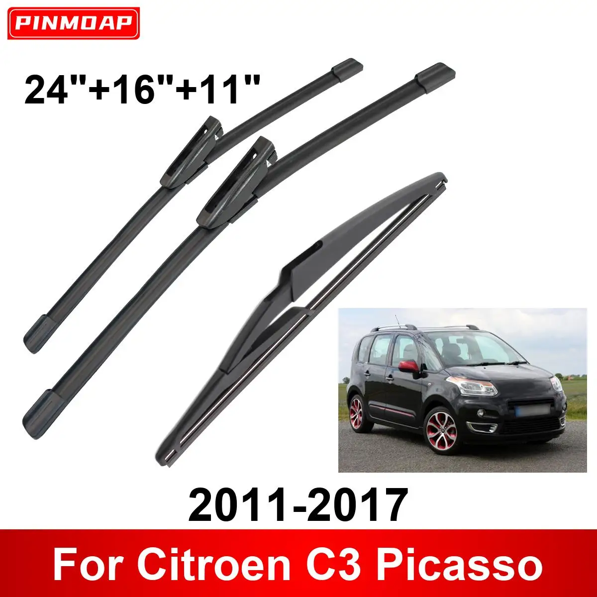 1/2/3/4/6 Uds limpiaparabrisas de coche para Citroen C3 Picasso 2011-2017 limpiaparabrisas delanteros y traseros cepillos accesorios para automóviles 2014 2015 2016 2017