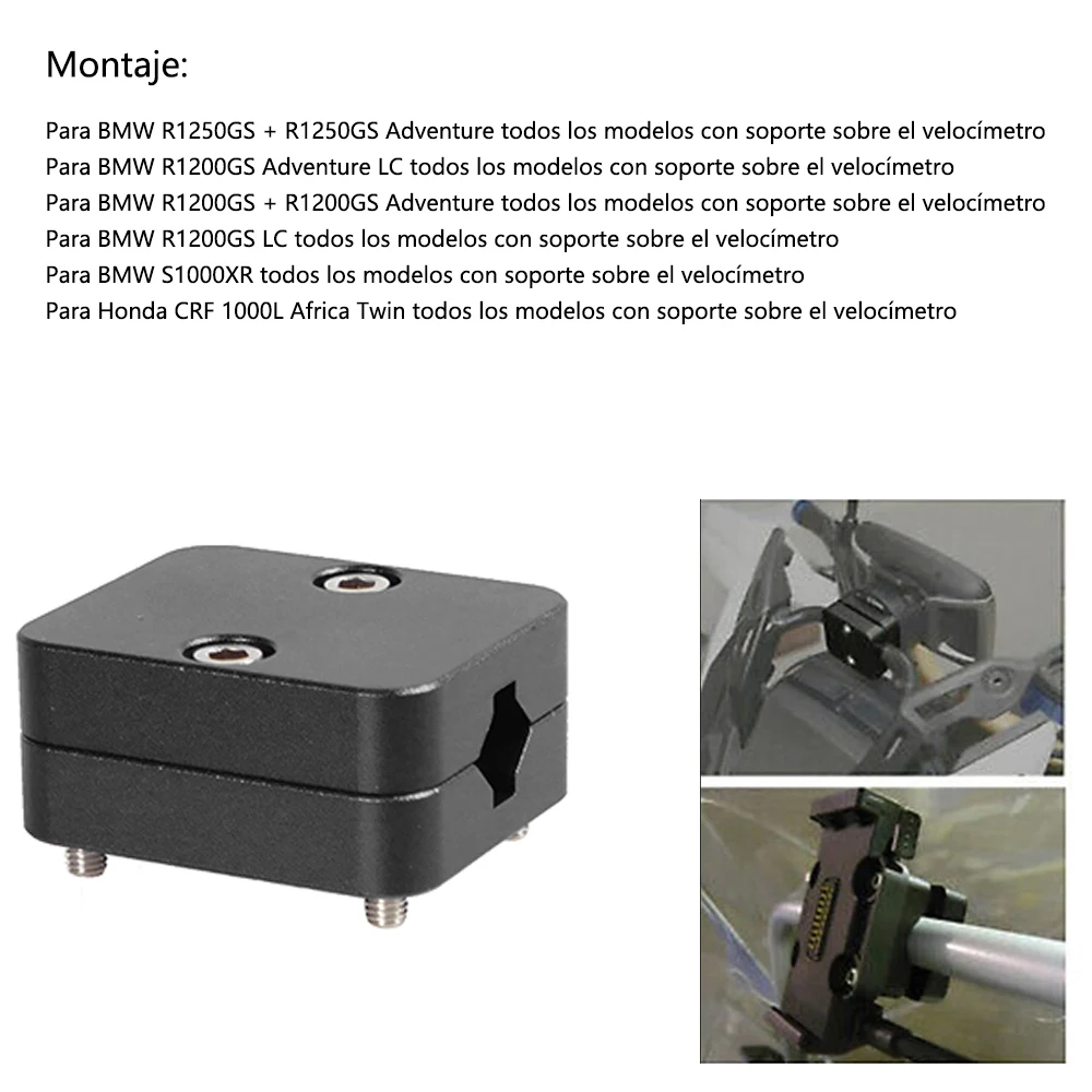 Soporte GPS moto 12-16mm para BMW R1200GS R1250GS F900R CRF1000L - imagen 3