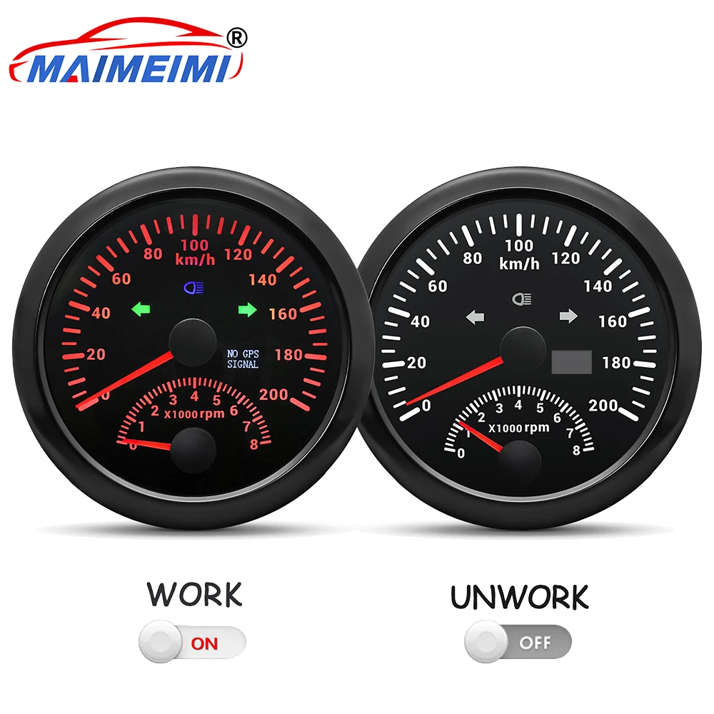 Tacómetro digital GPS con luz roja