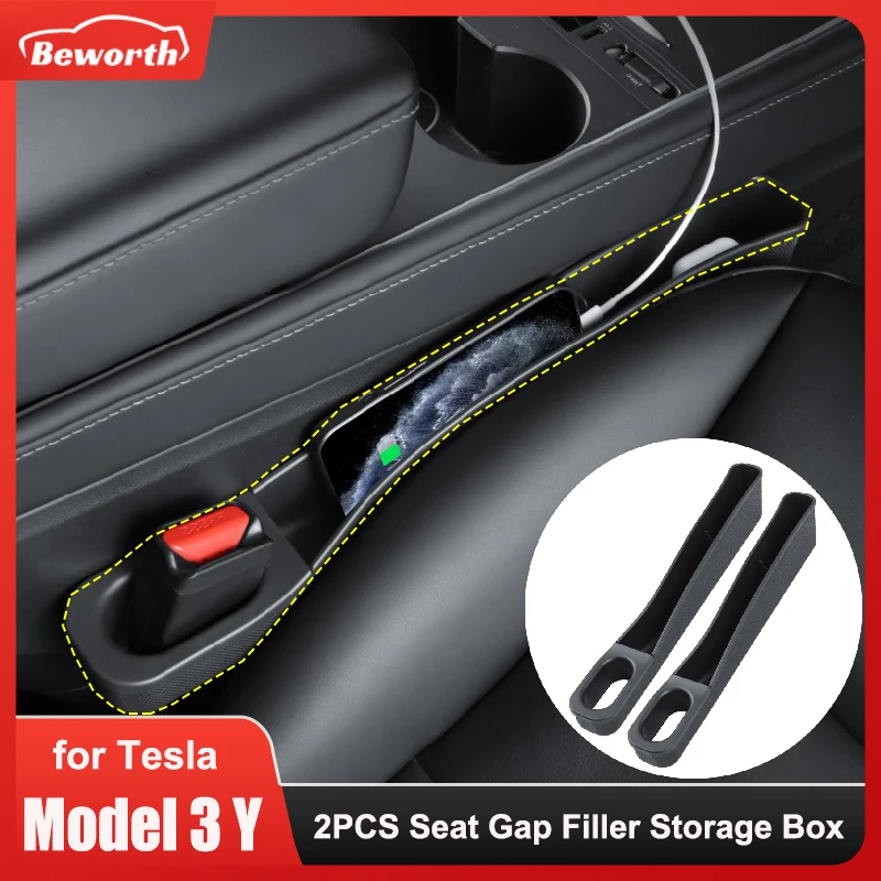 Organizador asientos Tesla Model 3/Y – bolsillo multifunción con soporte móvil