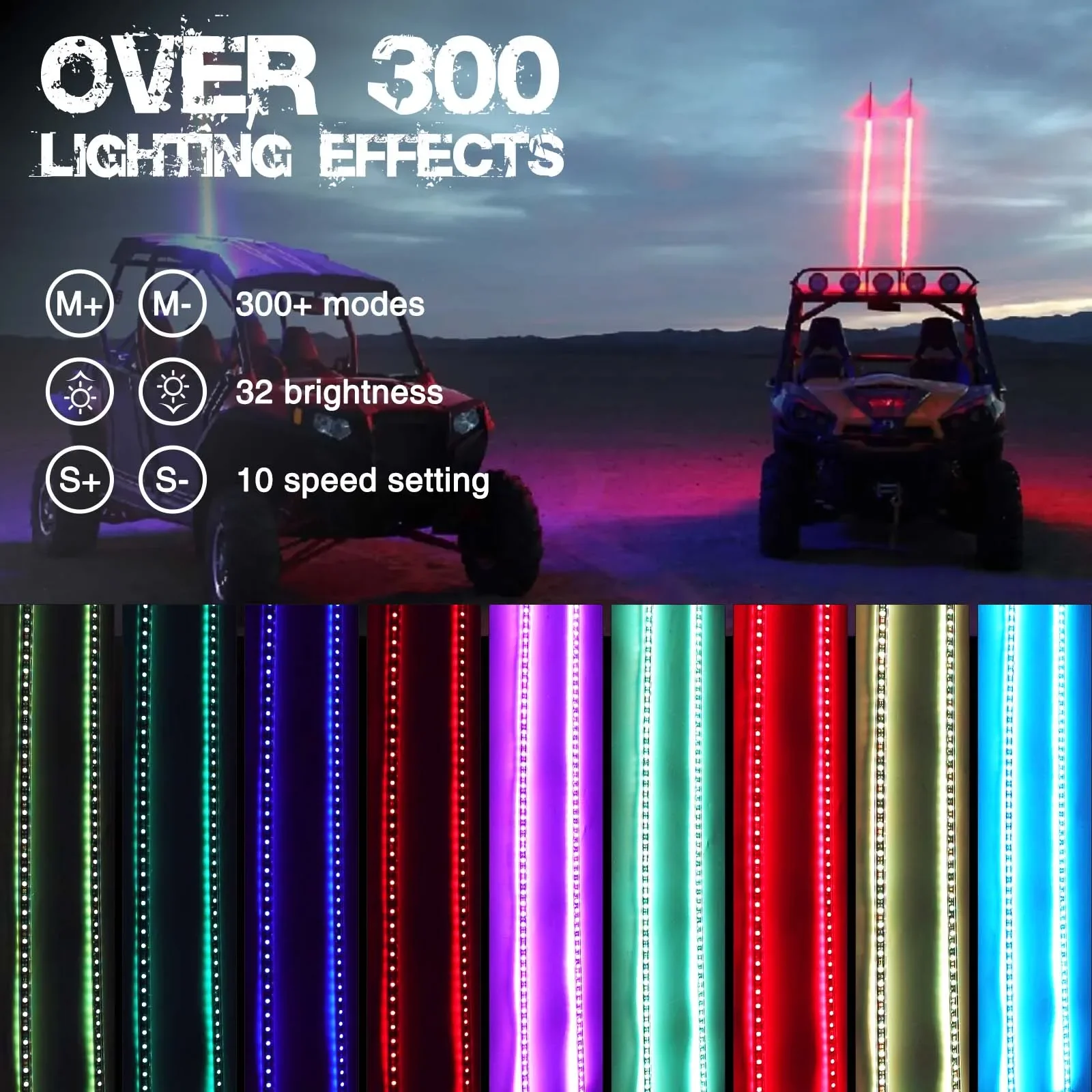 Luz LED látigo RGB Polaris RZR 800-1000 XP Can-Am Maverick X3 - imagen 4