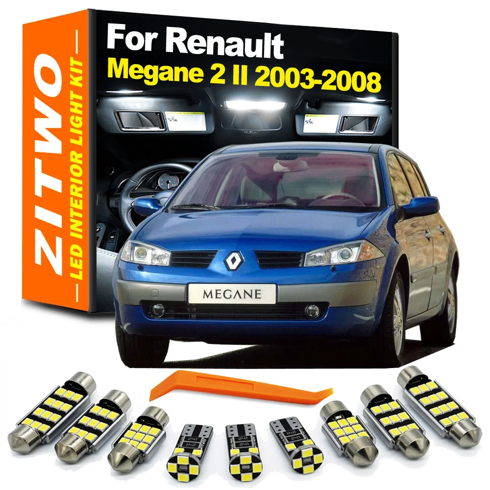 ZITWO 16 Uds Kit de luz de cortesía de puerta Interior LED completo para Renault Megane 2 II MK2 2003 2004 2005 2006 2007 2008 bombilla parasol