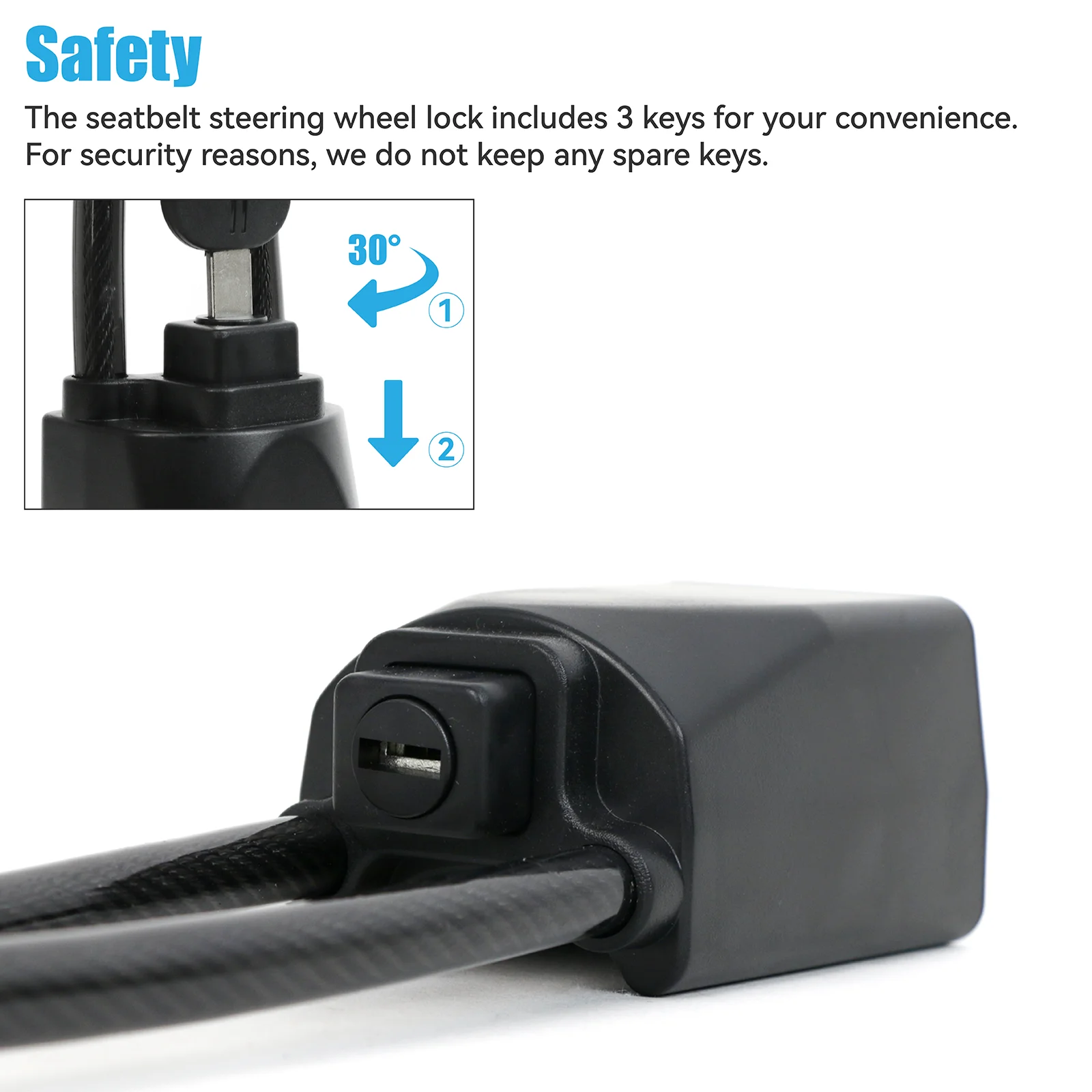 Candado para volante de coche con cable reforzado disuasorio - imagen 5