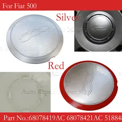 68078419AC tapacubos Fiat 500 cubierta antipolvo plateado/rojo
