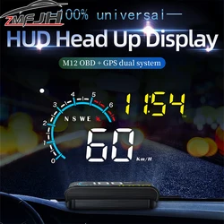 Pantalla HUD OBD con GPS para coche, velocímetro y alarma de velocidad