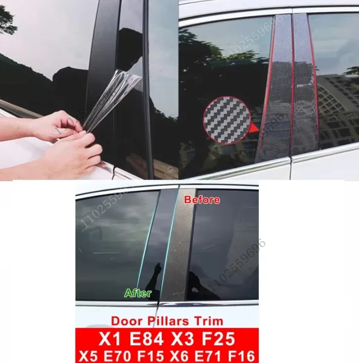 Pegatinas Embellecedoras de Poste de Pilar de Puerta de Coche para BMW X3 F25 G01 X5 E70 F15 X6 E71 F16