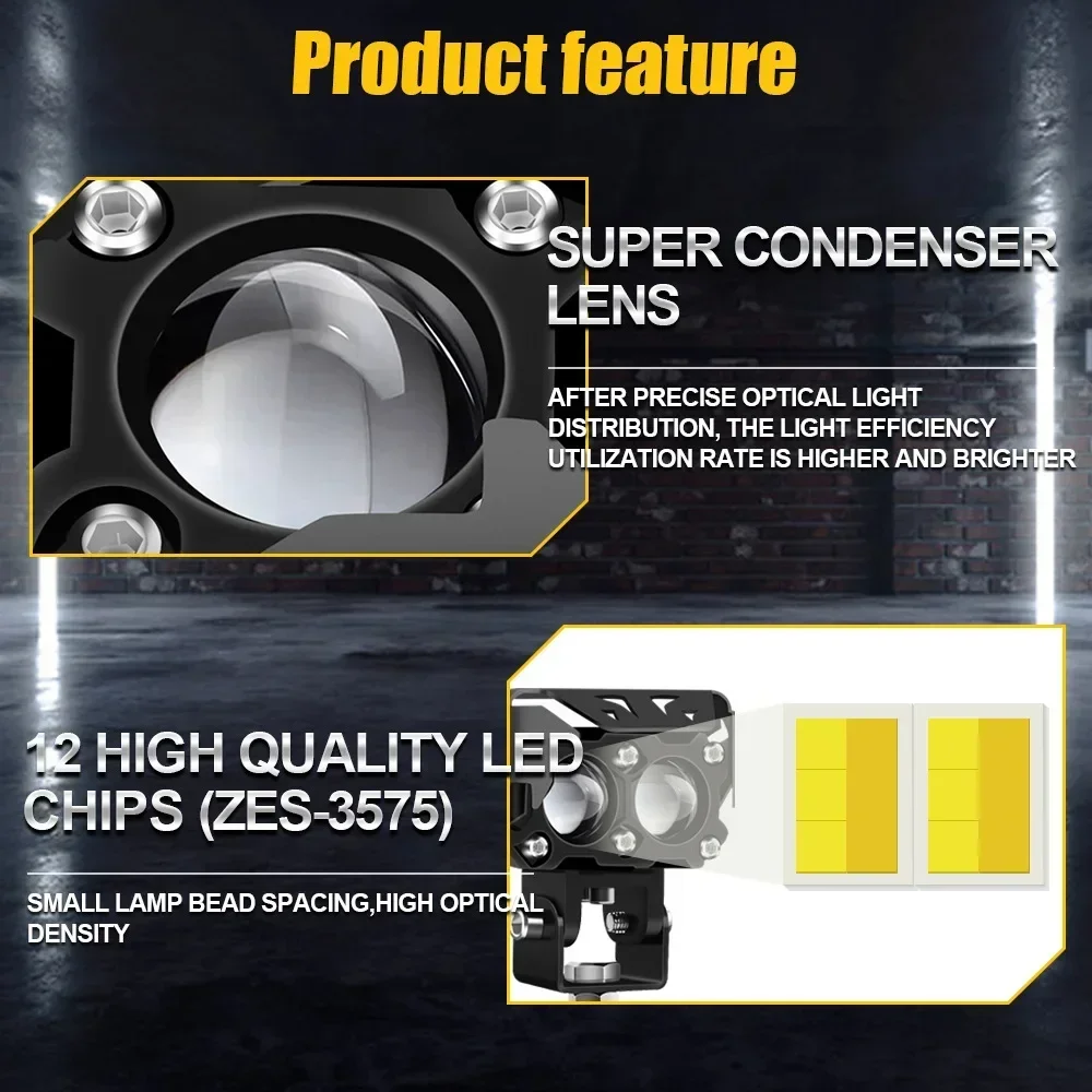 Faro LED trabajo moto eléctrica – lente dos colores - imagen 4