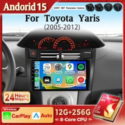 Android 15 Carplay Auto 2K pantalla Radio de coche reproductor Multimedia para Toyota Yaris XP90 2005 - 2012 2din Autoradio estéreo Snapdragon