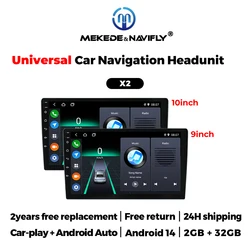 MEKEDE Radio 2 Din Android 14 CarPlay GPS – Universal 9 pulgadas
