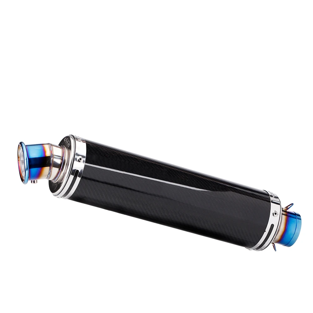 Componentes del silenciador universal de fibra de carbono desmontados