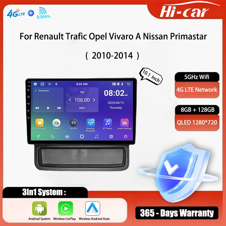 Radio de coche para Renault Trafic Opel Vivaro A Nissan Primastar 2010-2014 Android y CarPlay estéreo GPS navegación 2Din Multimedia