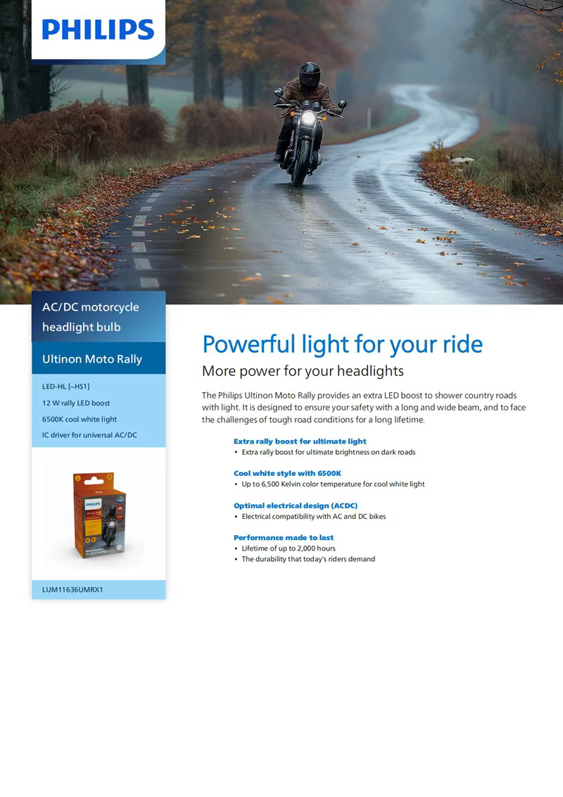 Bombilla Philips HS1 LED Ultinon Essential Moto para motocicleta