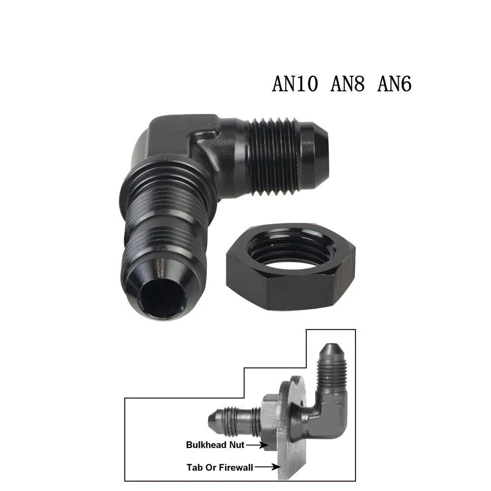 Adaptador AN6 90 grados con tuerca de mamparo