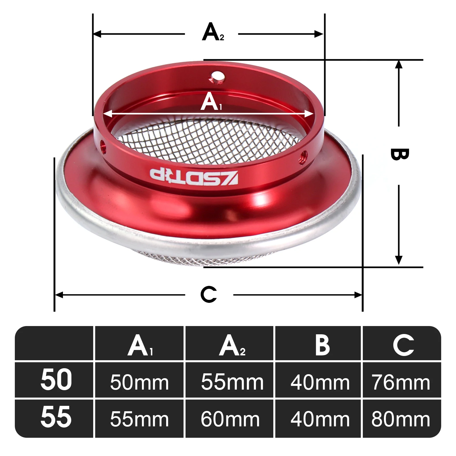 Filtro PWK ZSDTRP H20 carburador – copas acero inoxidable moto - imagen 2
