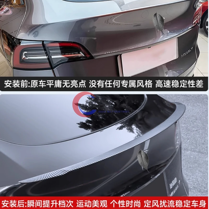 Alerón de rendimiento ala de maletero Original ABS fibra de carbono negra Tesla Model 3