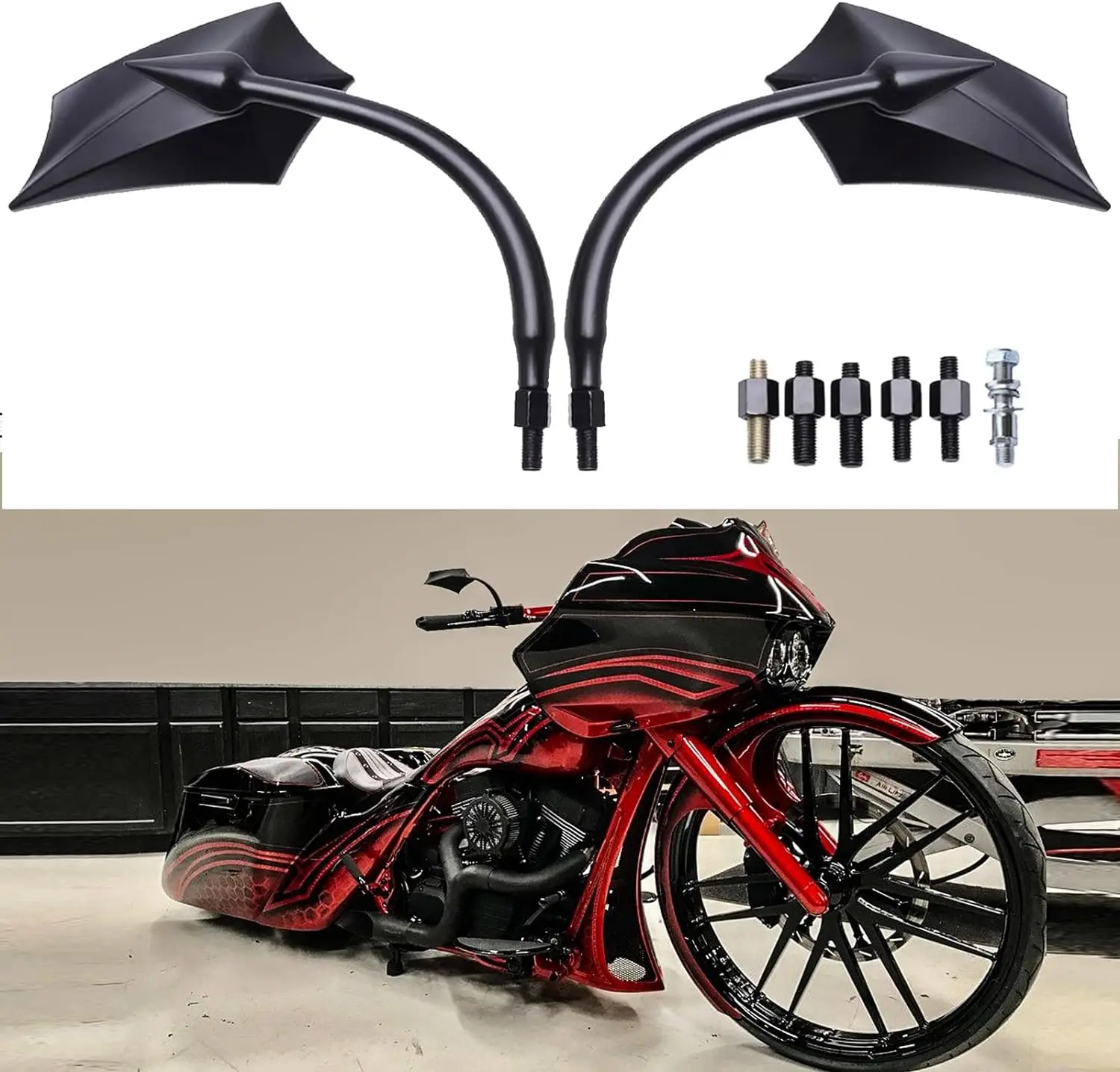 Espejos retrovisores para moto 8/10 mm – Cruiser, Chopper y Scooter - imagen 3