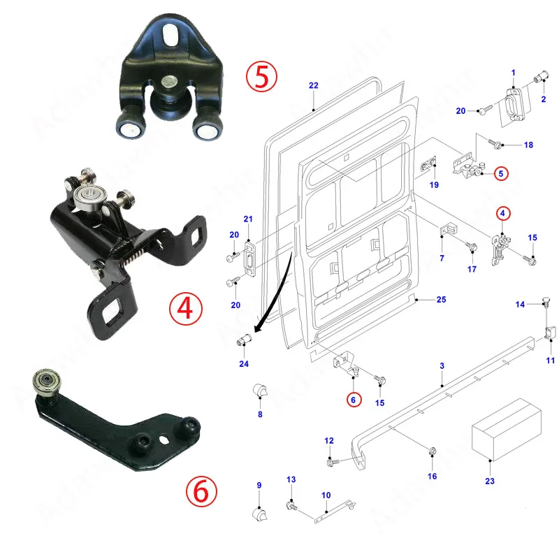Guía rodante de puerta corredera Ford Transit MK6/MK7 2000-2014