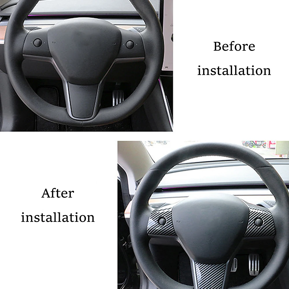 Adornos de panel de volante fibra carbono mate – Tesla Model 3/Y 2021 - imagen 2