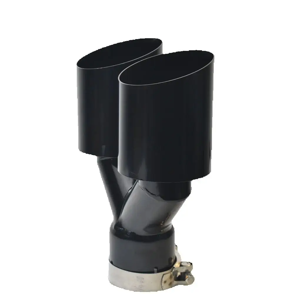 Silenciador de escape inoxidable negro tubo doble para coche - imagen 4