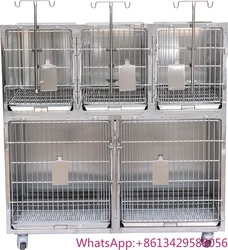 Jaula hospitalaria de gran oferta, jaulas médicas de acero inoxidable con 5 espacios para gatos, perros, veterinaria