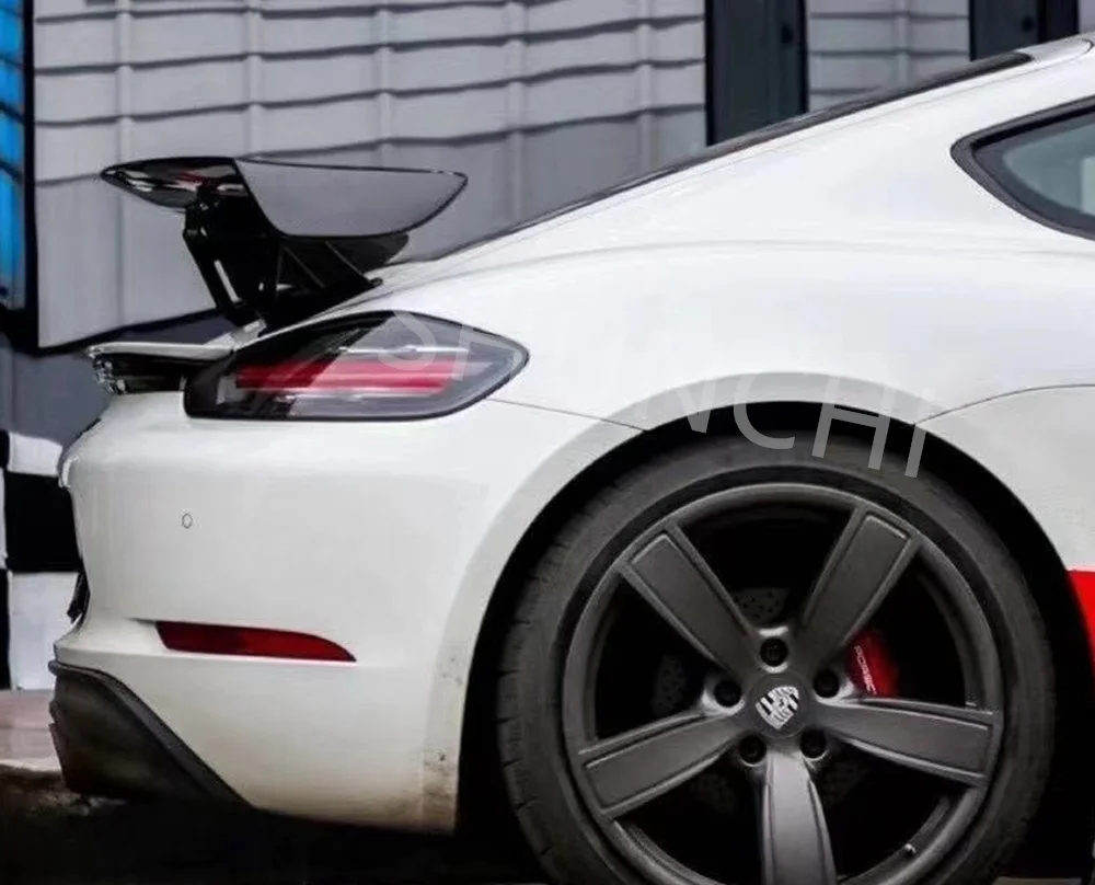 Alerón de maletero trasero para Porsche Boxster Cayman 718 981 987, nuevo alerón trasero GT4, ala de labio grande de fibra de carbono/FRP negro - imagen 4