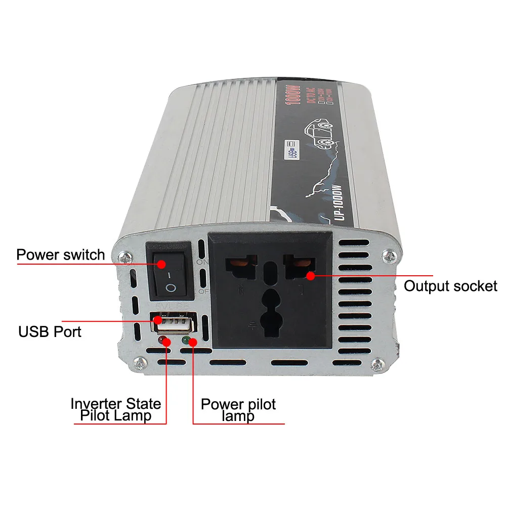 Inversor sinusoidal puro 1000W 12V a 220V para coche y camión - imagen 3