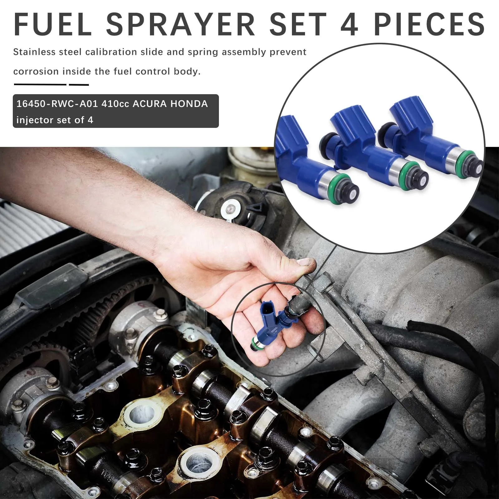 Inyectores de combustible 16450-RWC-A01 410cc – Honda Civic K20 K24