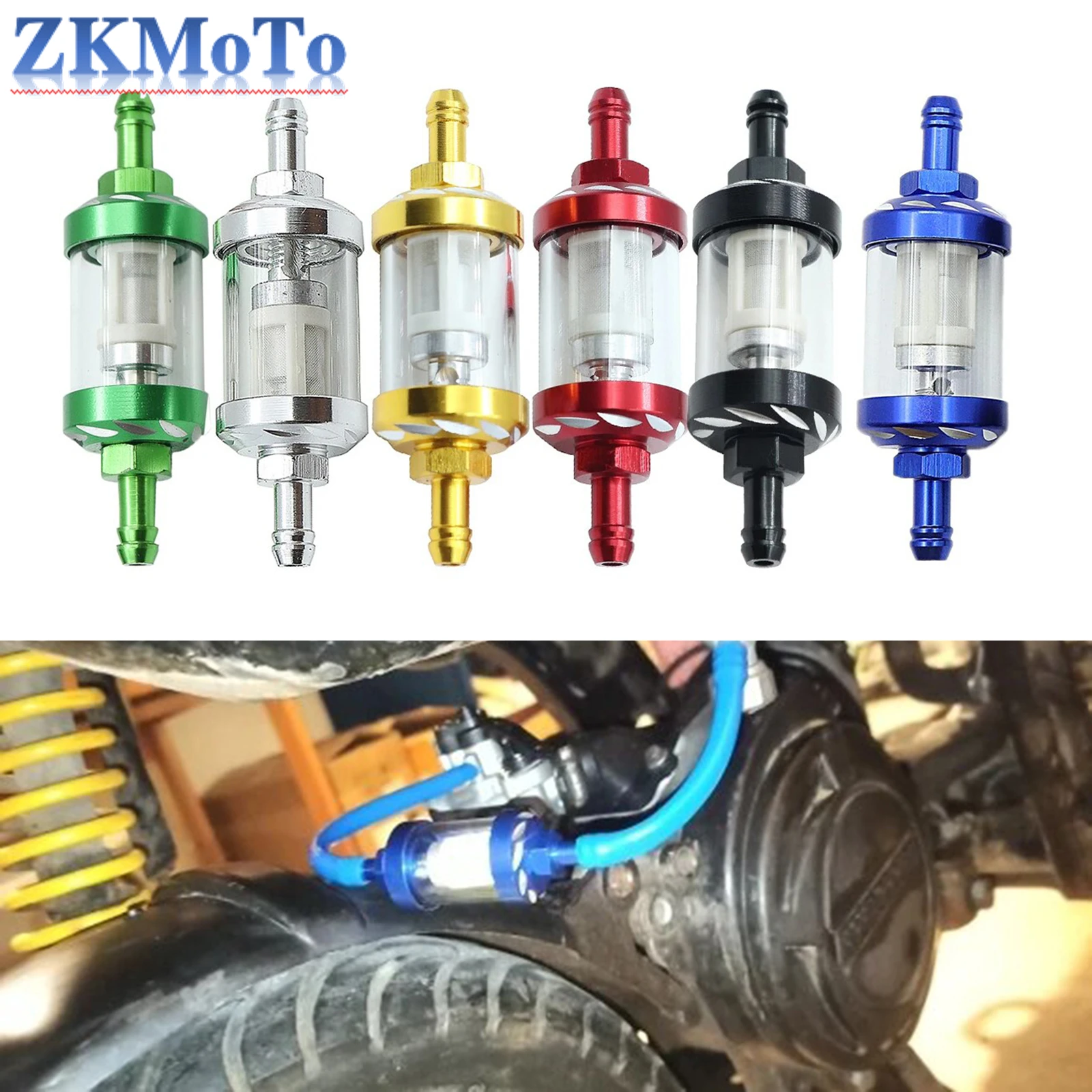 Filtro de gasolina de vidrio universal 8 mm para moto y ATV