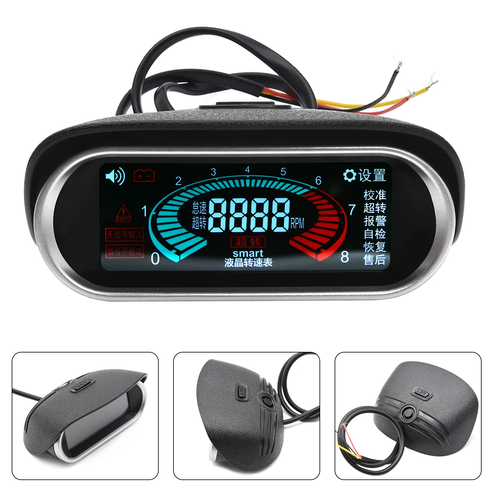 Tacómetro digital LCD 12 V hasta 9.999 rpm para coche y moto - imagen 5
