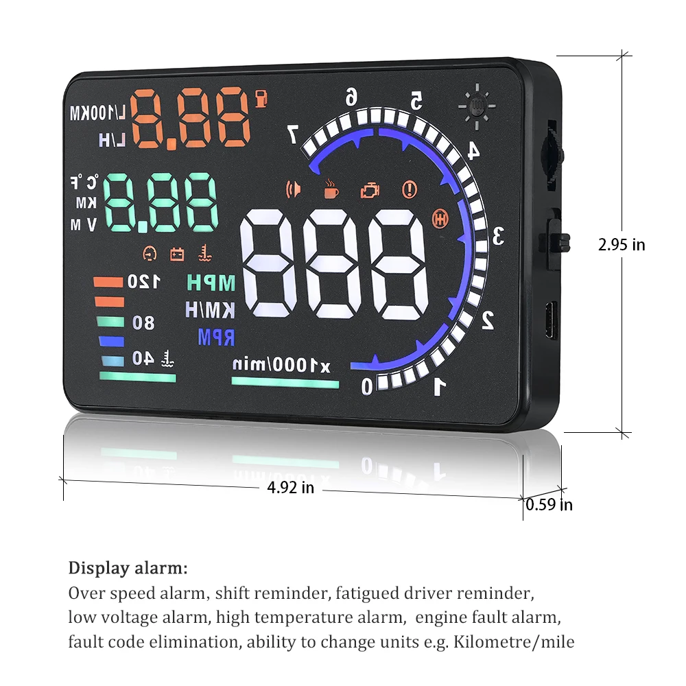 Display HUD OBD2 velocímetro digital RPM temperatura agua universal - imagen 5
