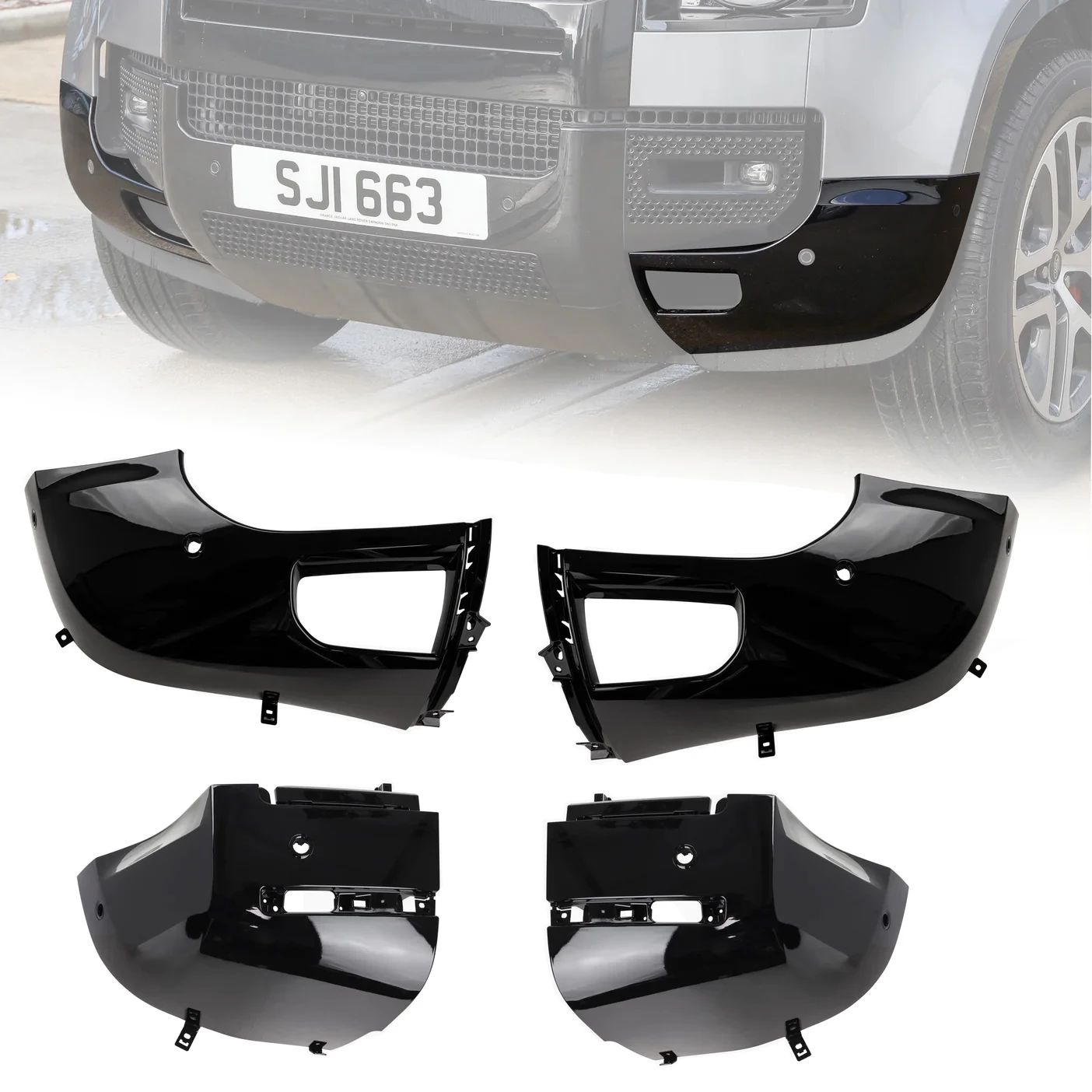 Molduras de parachoques negro brillo para Land Rover Defender L663