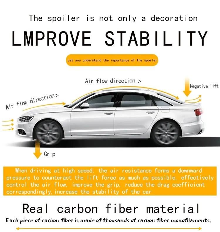 Alerón trasero de fibra de carbono para Mercedes W212 visto desde atrás