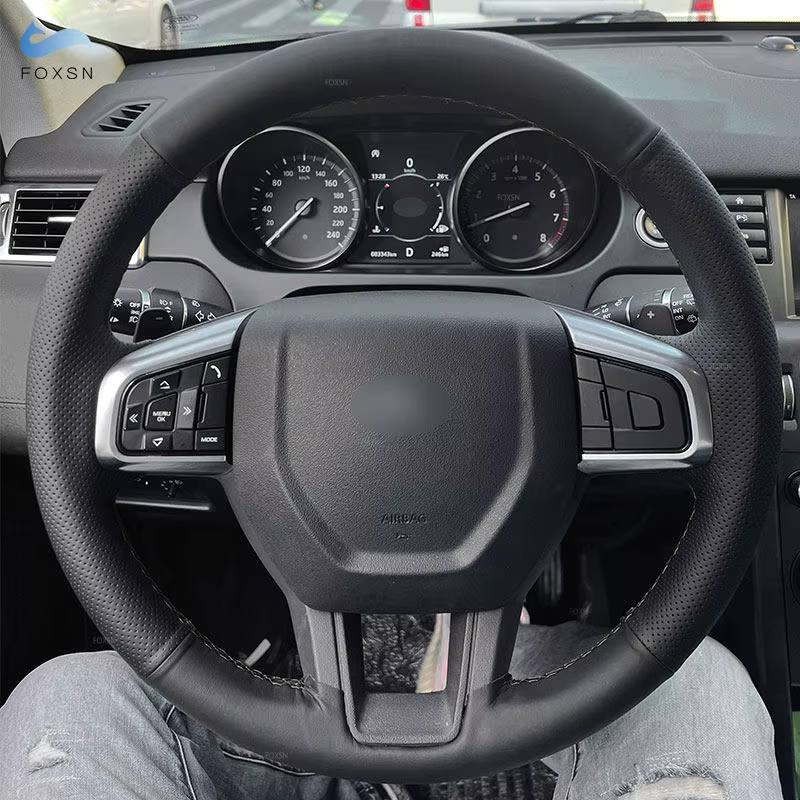 Funda de volante negra perforada para Land Rover Discovery Sport 2015-2018